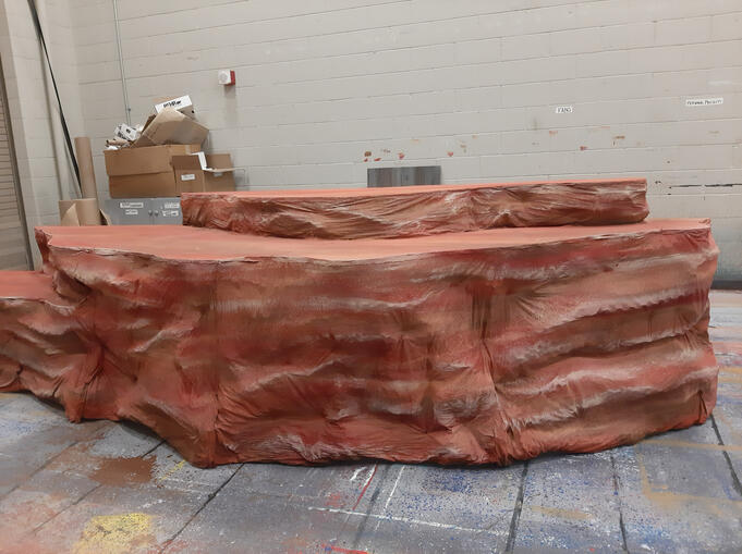 muslin with base colors for rocky platforms