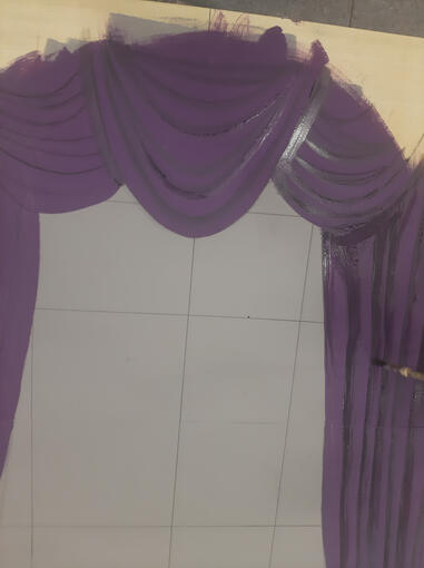 trompe curtain swags detail