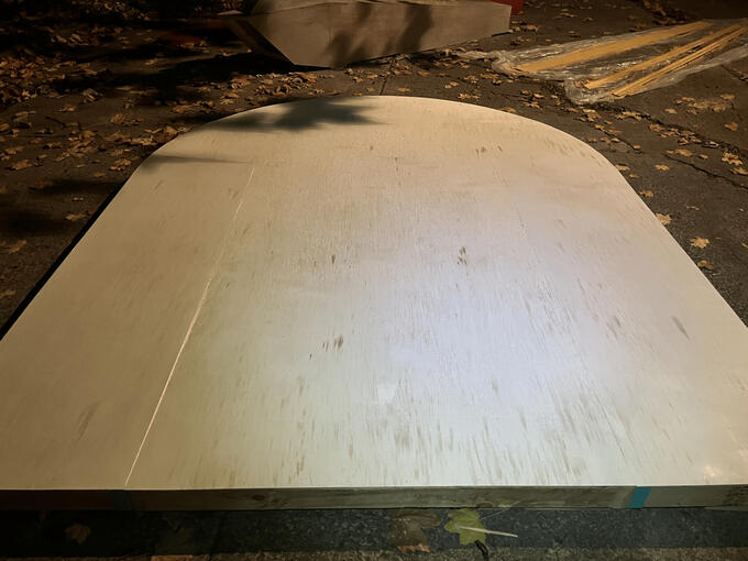 back wall process - had to match the back wall of theatre space
